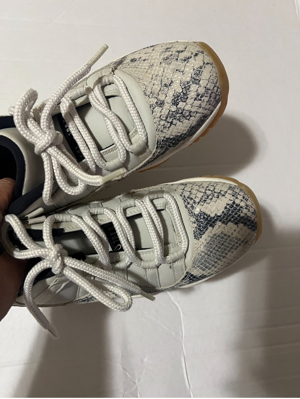 Jordan Kids White Snakeskin-Pattern Sneakers with Gum Outsole